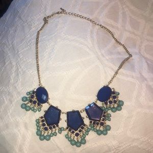 golden beaded and blue stoned necklace (NEGOTIABLE